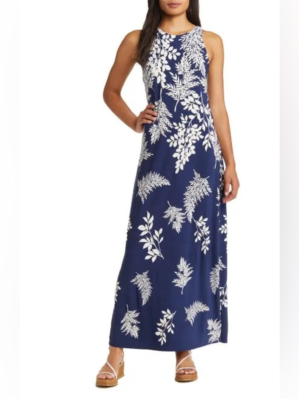 Tommy Bahama Jasmina Whisper Fronds Blue/White Maxi Dress. NWT size XL